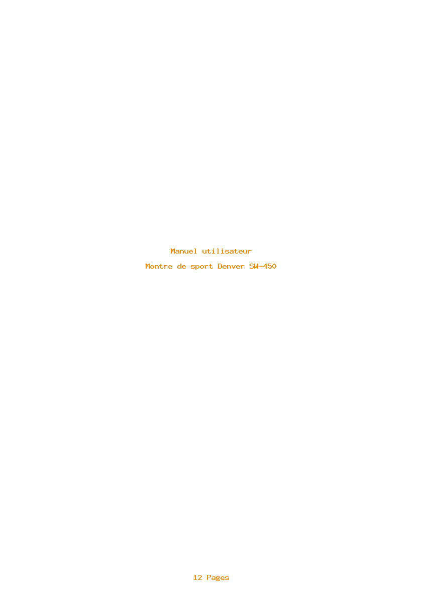 Page 1 de la notice Manuel utilisateur Denver SW-450