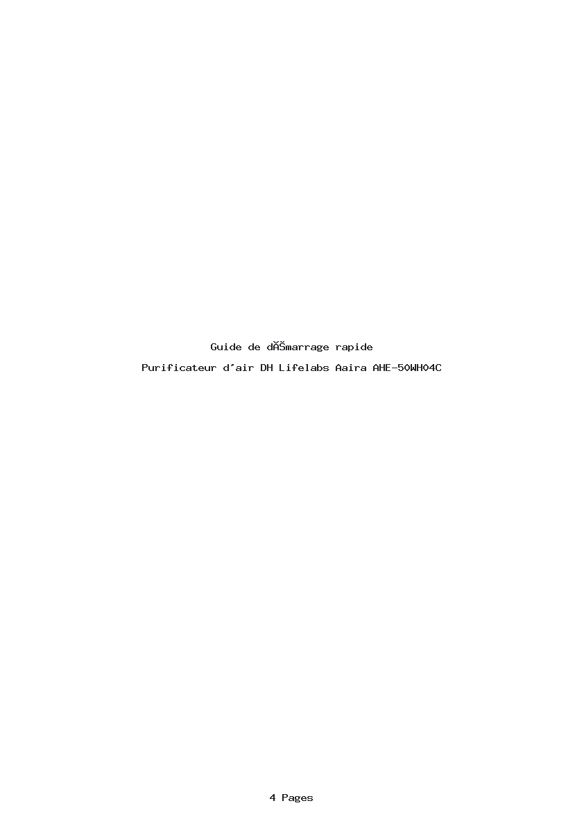Page 1 de la notice Guide de démarrage rapide DH Lifelabs Aaira AHE-50WH04C