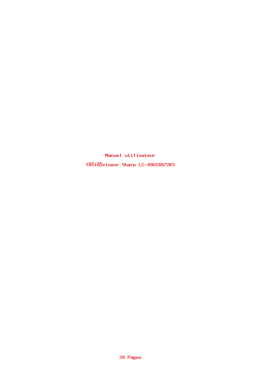 Page 1 de la notice Manuel utilisateur Sharp LC-49UI8872KS