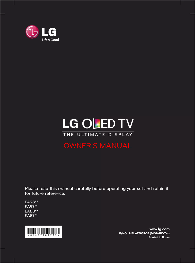 Page 1 de la notice Manuel utilisateur LG 55EA870V