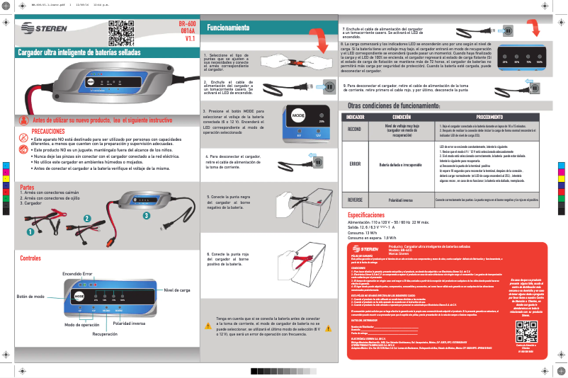 Page 1 de la notice Manuel utilisateur Steren BR-600