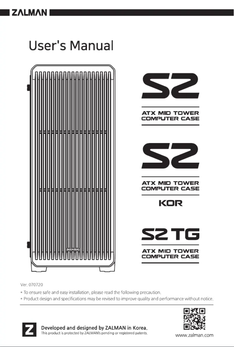 Page 1 de la notice Manuel utilisateur Zalman S2 TG
