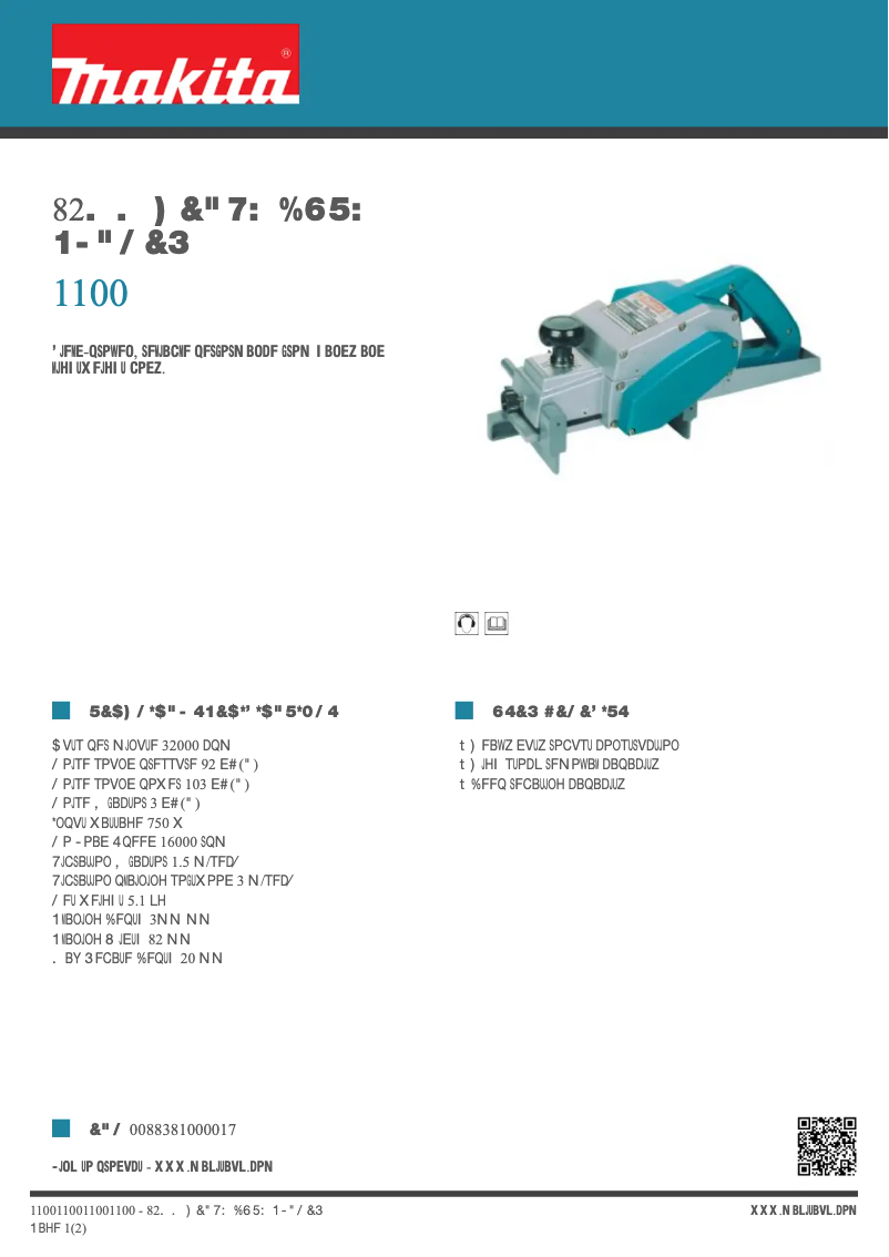 Page 1 de la notice Fiche technique Makita 1100