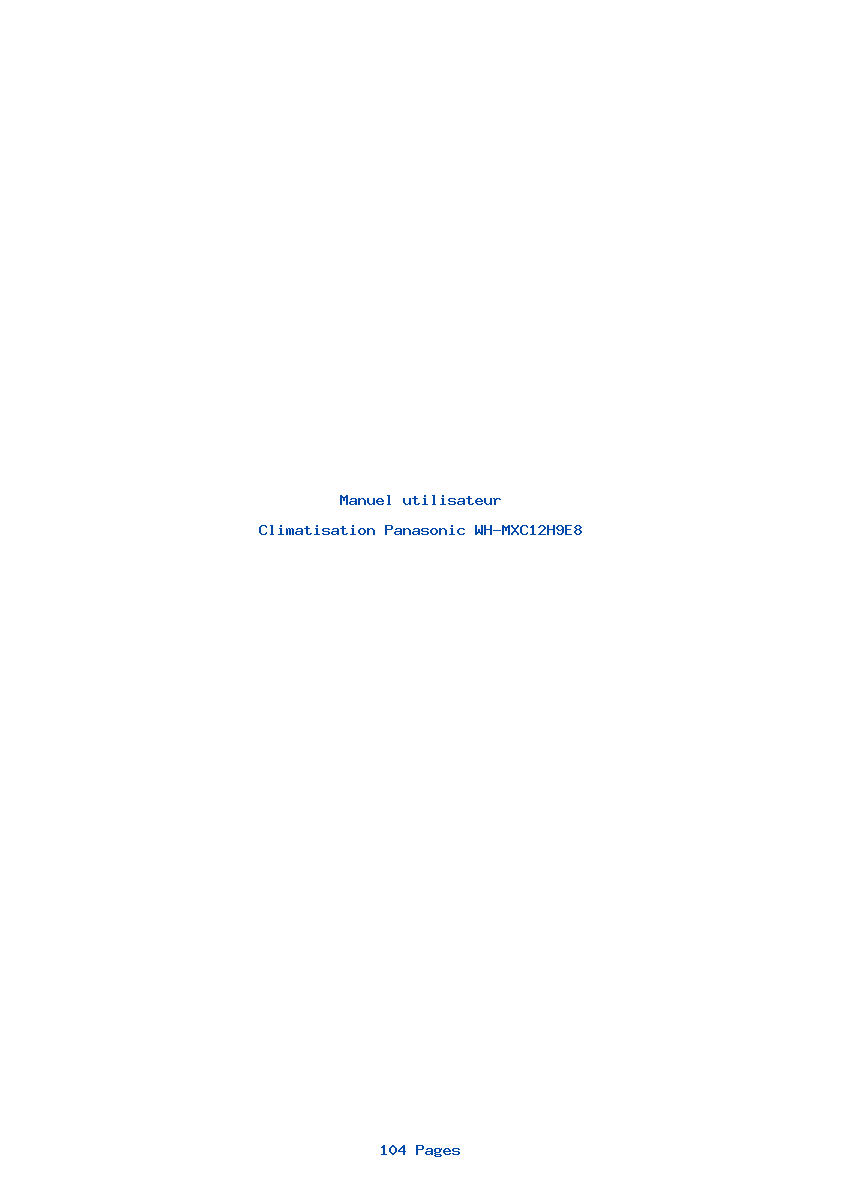 Page 1 de la notice Manuel utilisateur Panasonic WH-MXC12H9E8