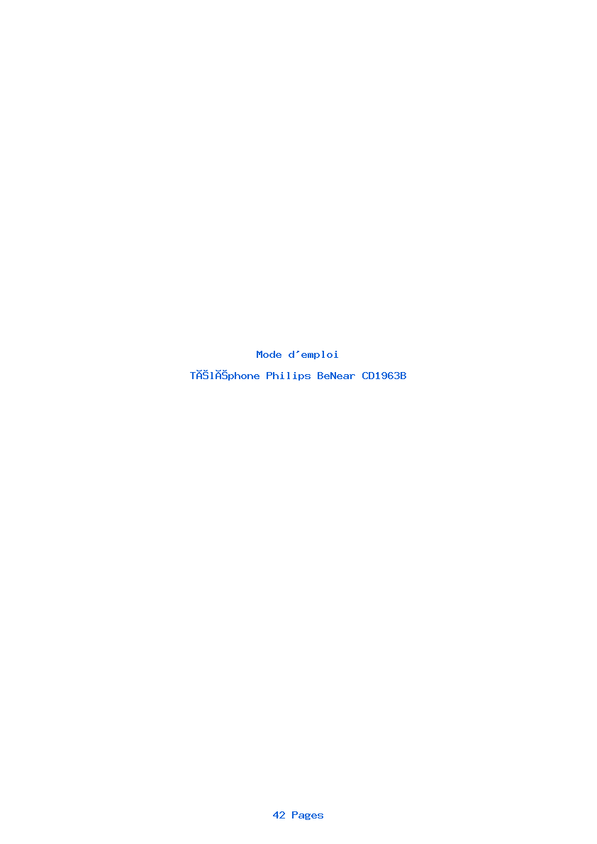 Page 1 de la notice Mode d'emploi Philips BeNear CD1963B