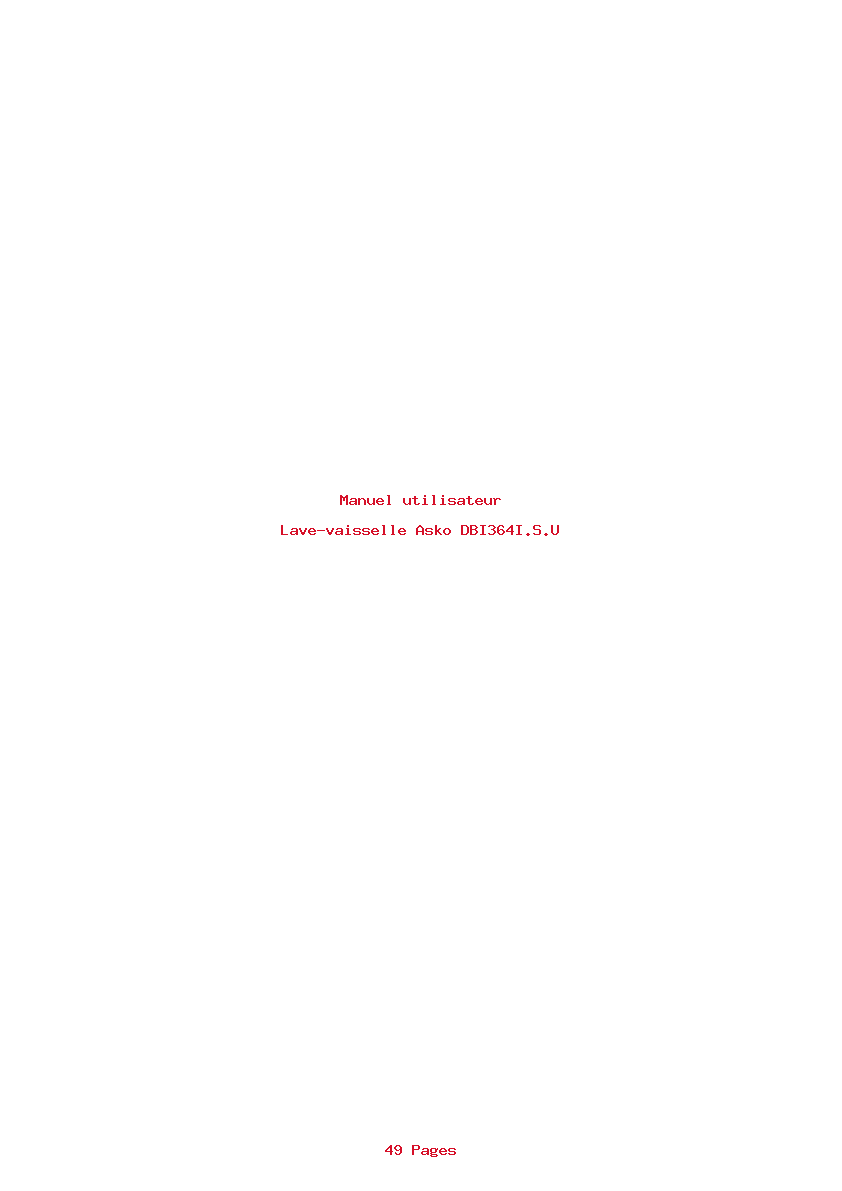Page 1 de la notice Manuel utilisateur Asko DBI364I.S.U