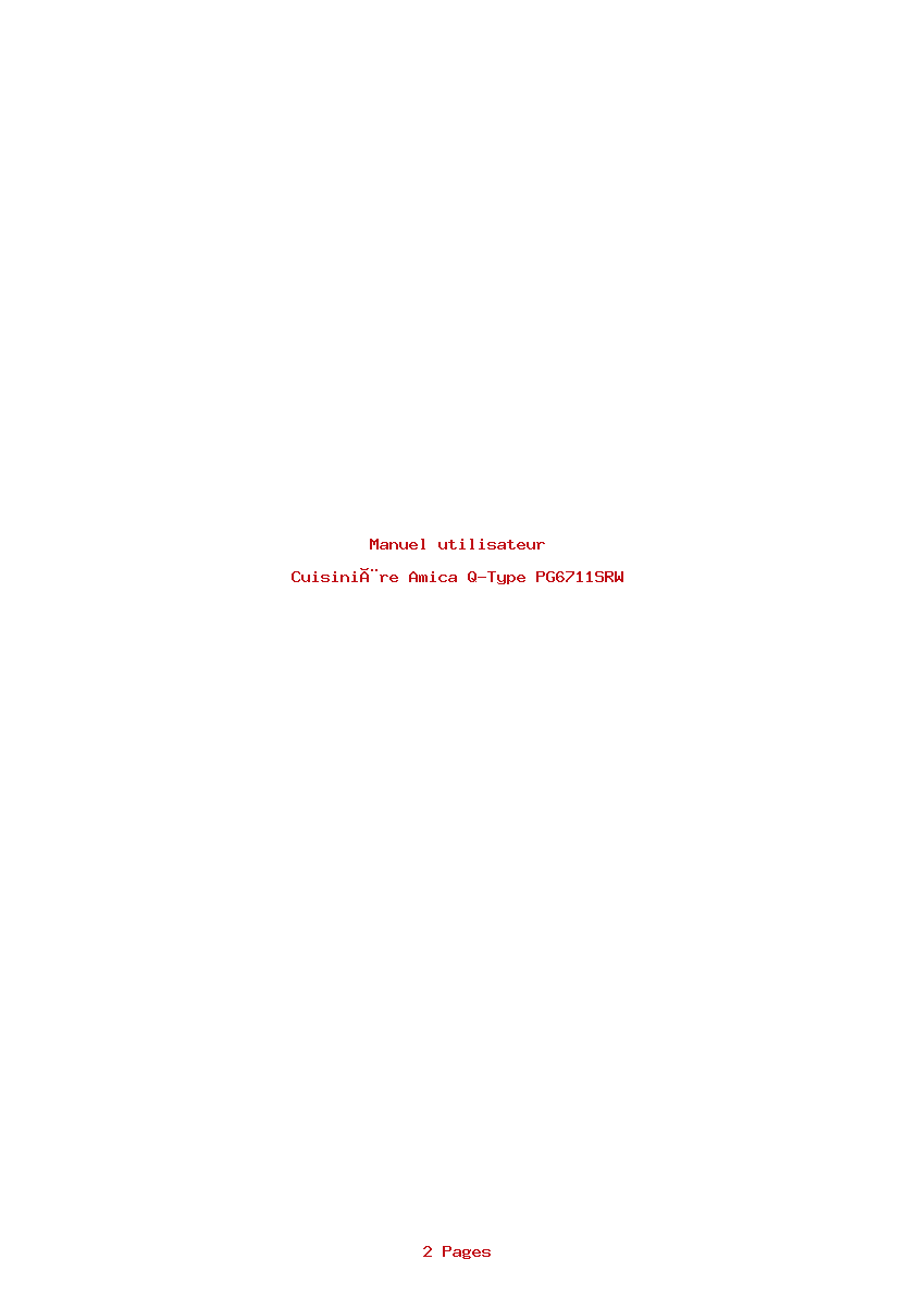 Page 1 de la notice Manuel utilisateur Amica Q-Type PG6711SRW