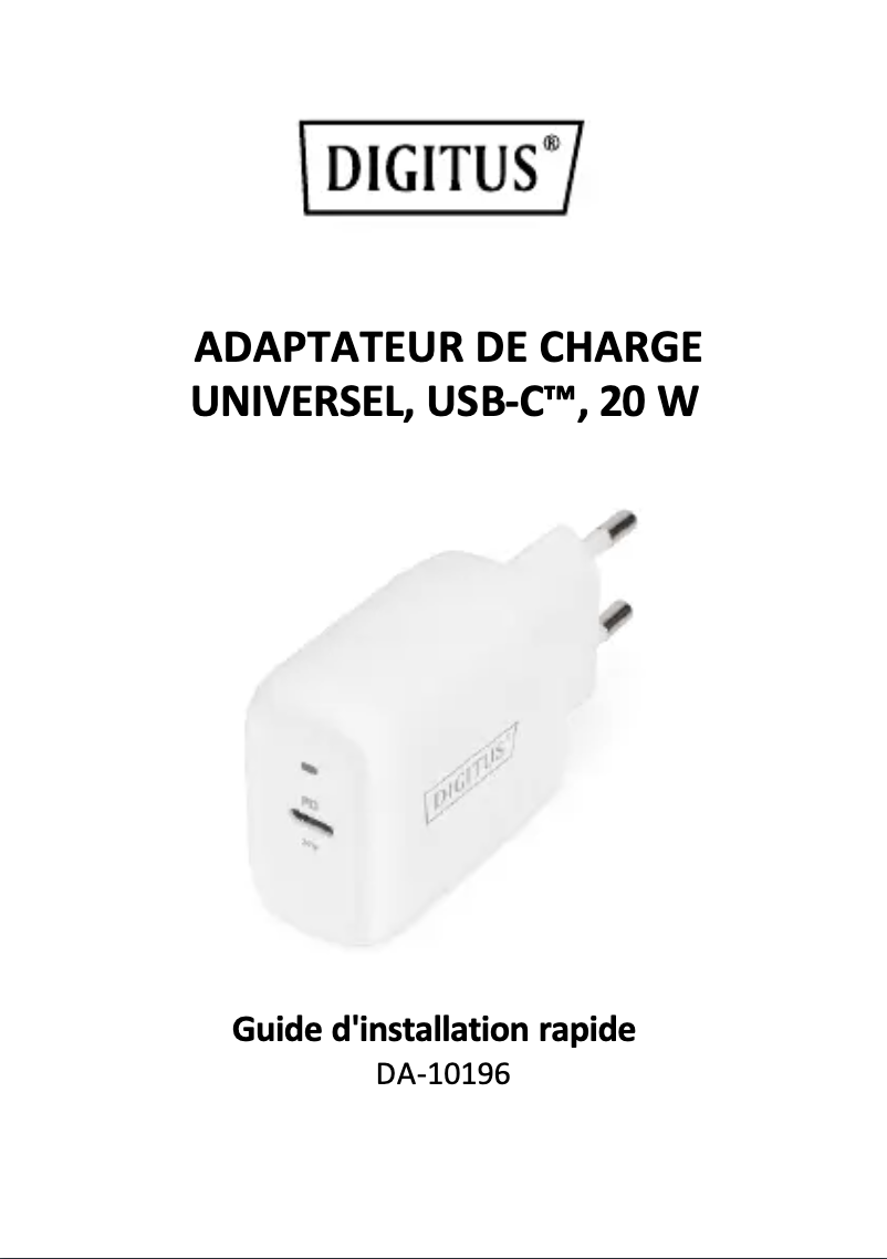 Page 1 de la notice Manuel utilisateur Digitus DA-10196