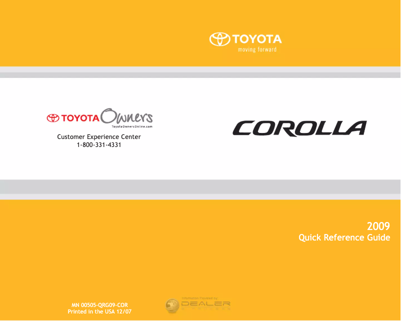 Página 1 del manual Manual de usuario Toyota Corolla (2009)