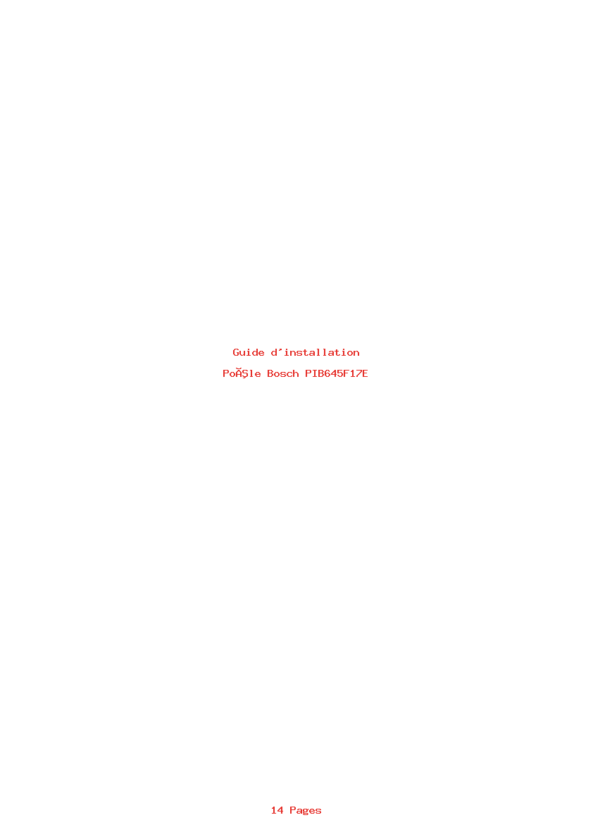 Page 1 de la notice Guide d'installation Bosch PIB645F17E