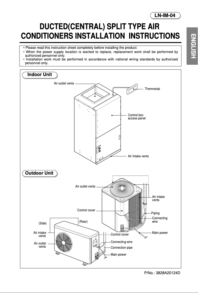 Page 1 de la notice Guide d'installation LG LNN0580CC
