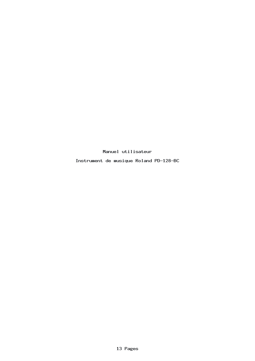 Page 1 de la notice Manuel utilisateur Roland PD-128-BC