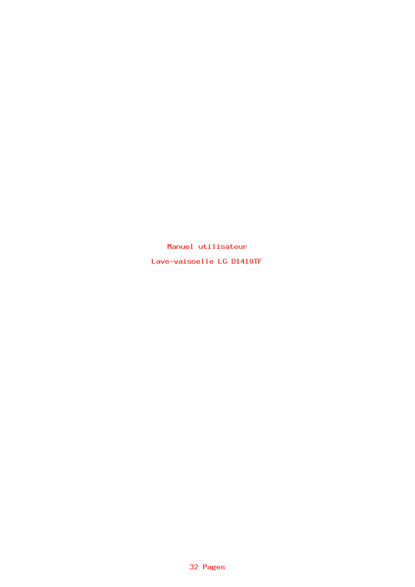 Page 1 de la notice Manuel utilisateur LG D1418TF