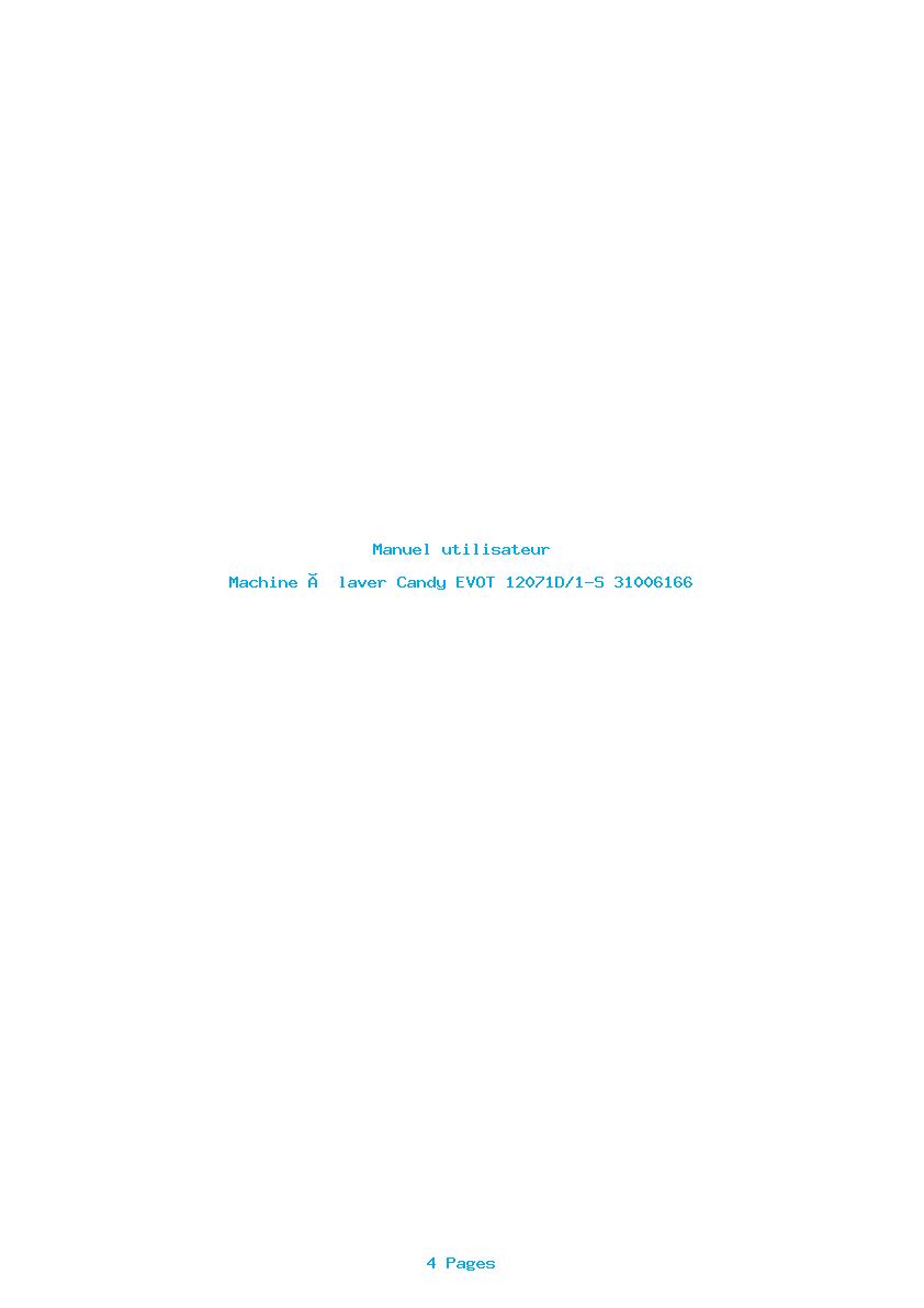 Page 1 de la notice Manuel utilisateur Candy EVOT 12071D/1-S 31006166