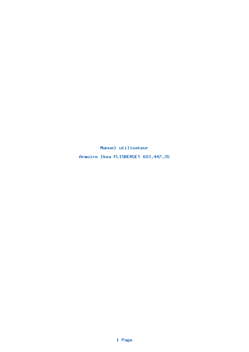 Page 1 de la notice Manuel utilisateur Ikea FLISBERGET 603.447.35