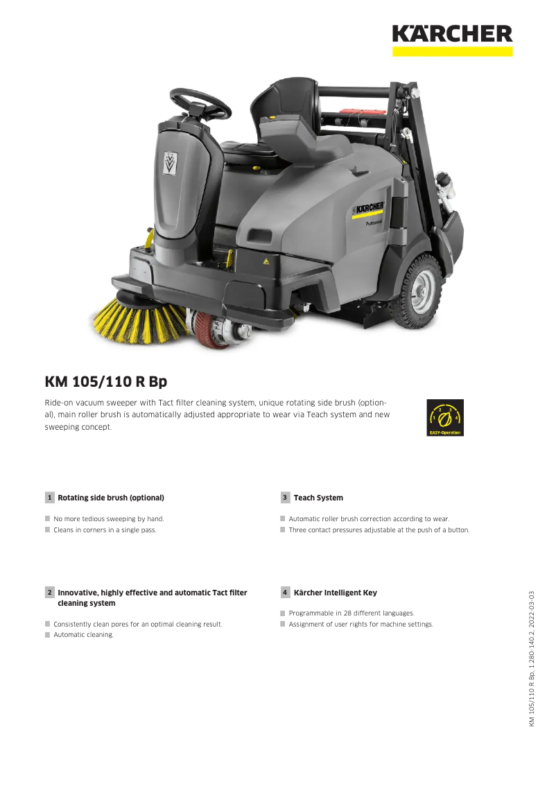 Page 1 de la notice Manuel utilisateur Kärcher KM 105/110 R Bp