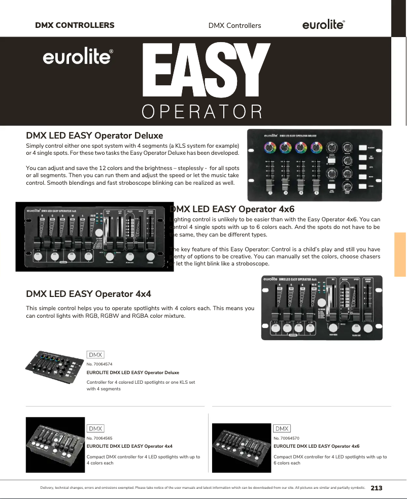 Page 1 de la notice Catalogue Eurolite DMX LED EASY