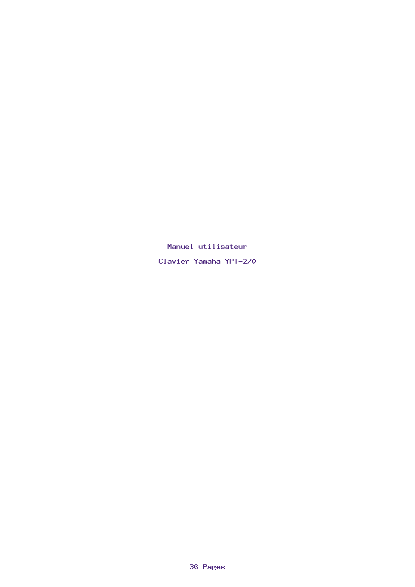 Page 1 de la notice Manuel utilisateur Yamaha YPT-270