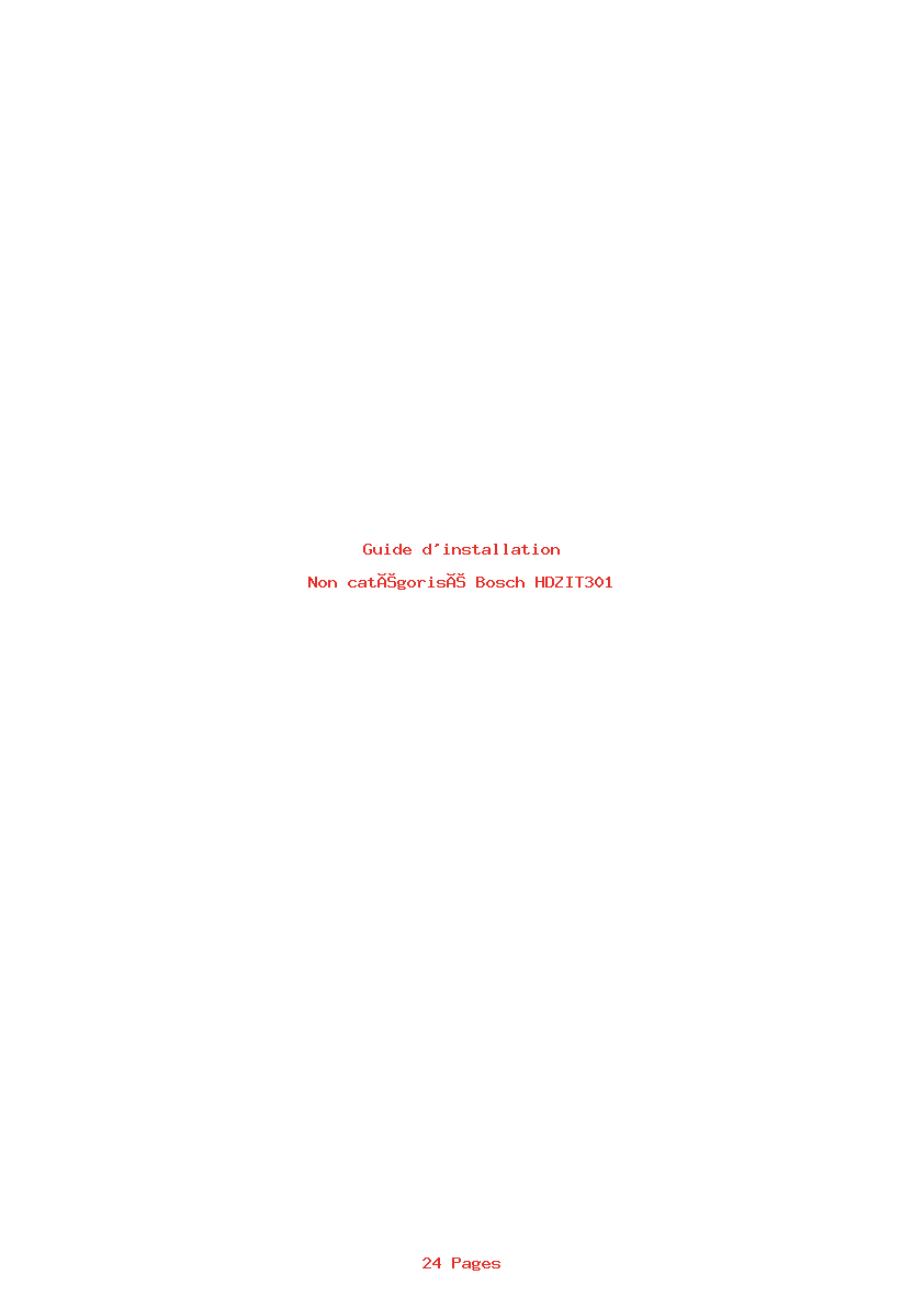Page 1 de la notice Guide d'installation Bosch HDZIT301