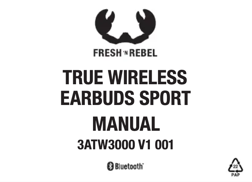 Page 1 de la notice Manuel utilisateur Fresh 'n Rebel True Wireless Earbuds Sport