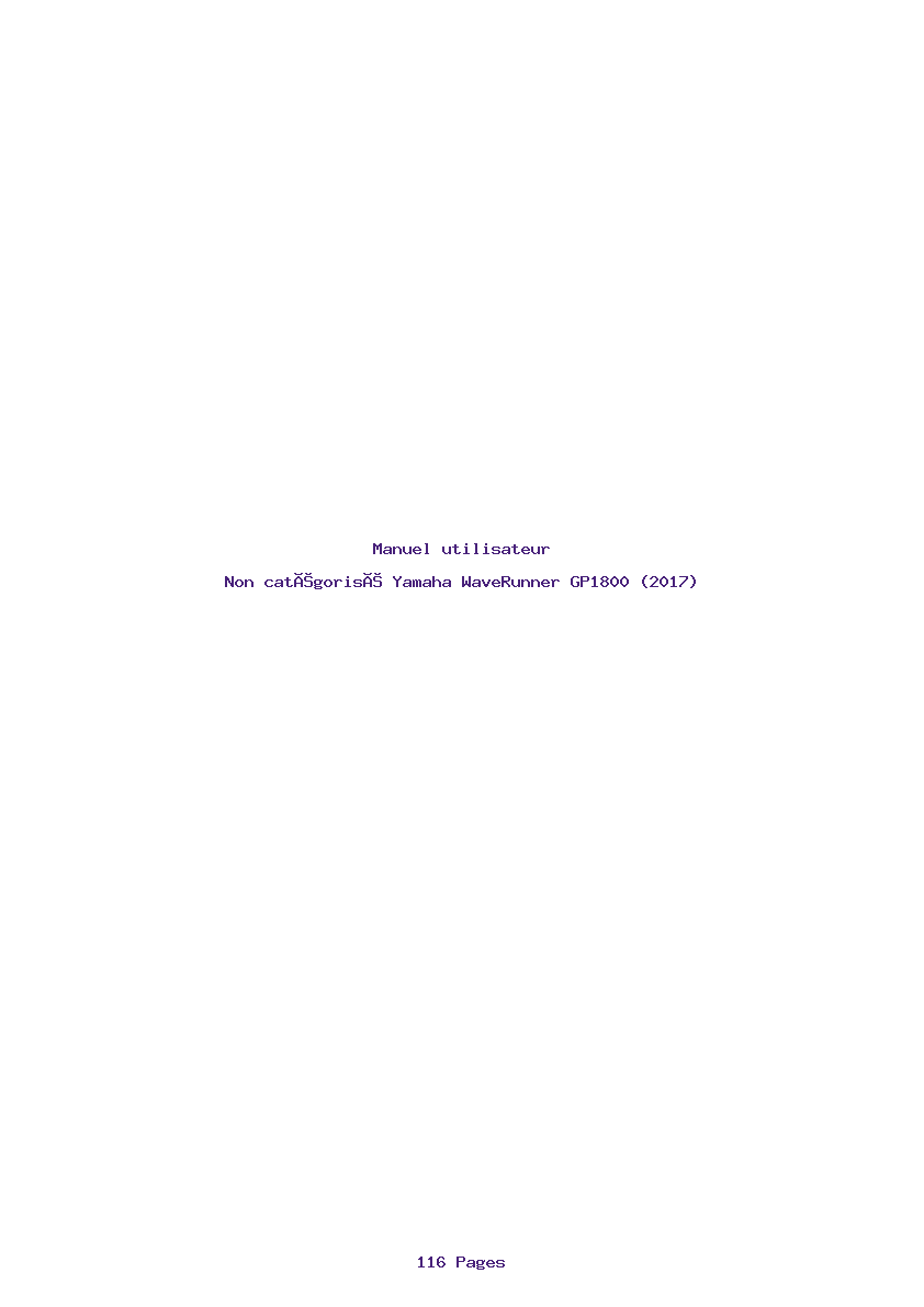 Page 1 de la notice Manuel utilisateur Yamaha WaveRunner GP1800 (2017)