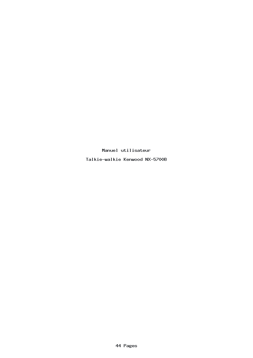 Page 1 de la notice Manuel utilisateur Kenwood NX-5700B