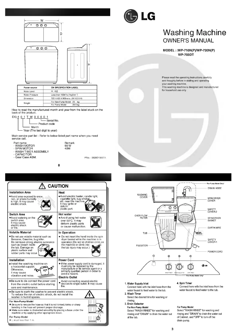 Image de la première page du manuel de l'appareil WP-720NP