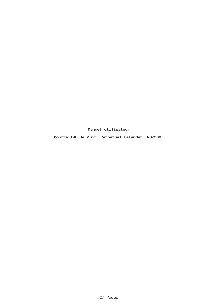 Page 1 de la notice Manuel utilisateur IWC Da Vinci Perpetual Calendar IW375003