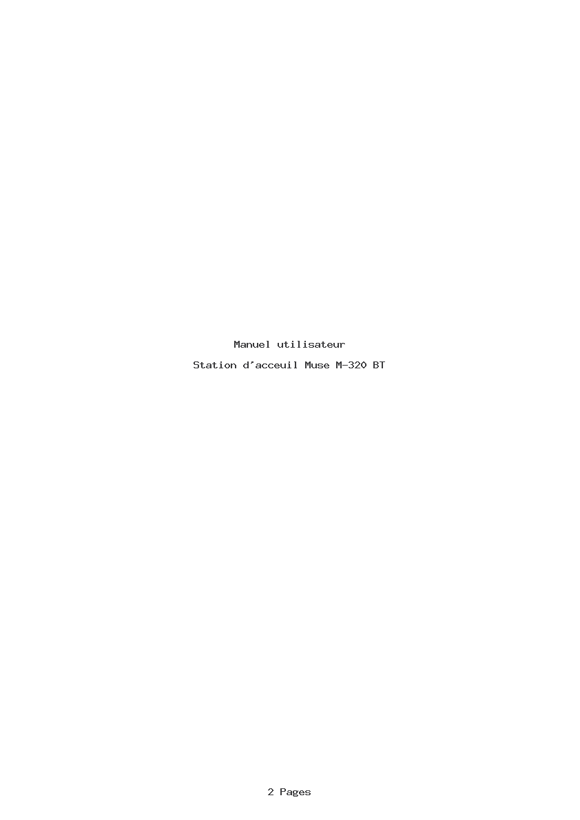 Page 1 de la notice Manuel utilisateur Muse M-320 BT