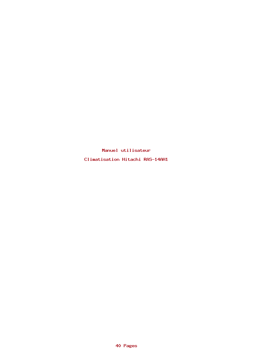 Page 1 de la notice Manuel utilisateur Hitachi RAS-14AH1