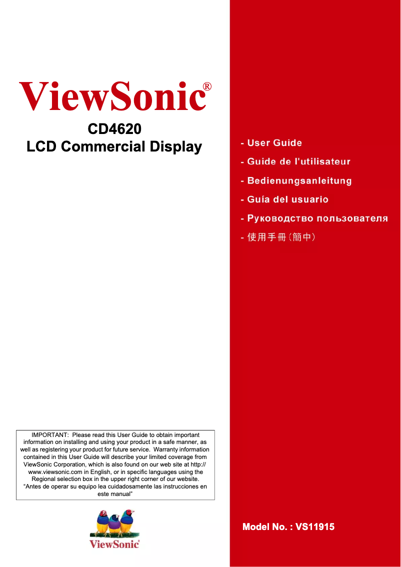 Página 1 del manual Manual de usuario Viewsonic CD4620