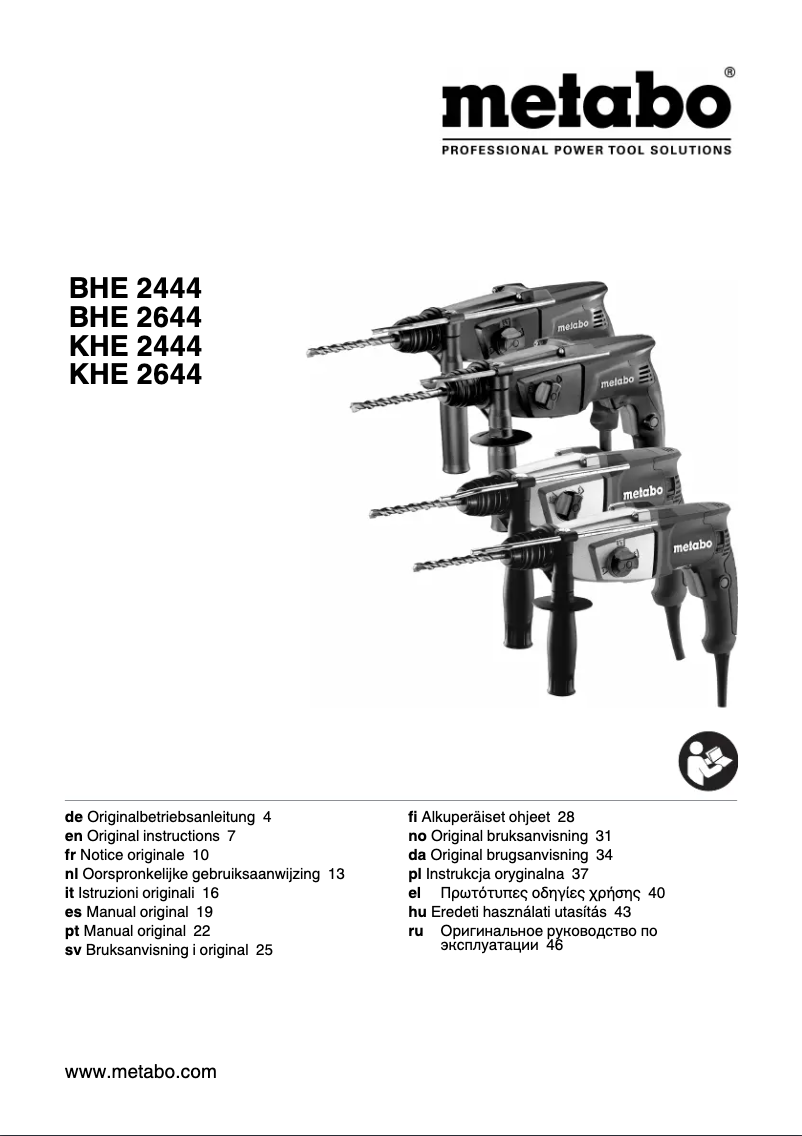 Page 1 de la notice Manuel utilisateur Metabo BHE 2444