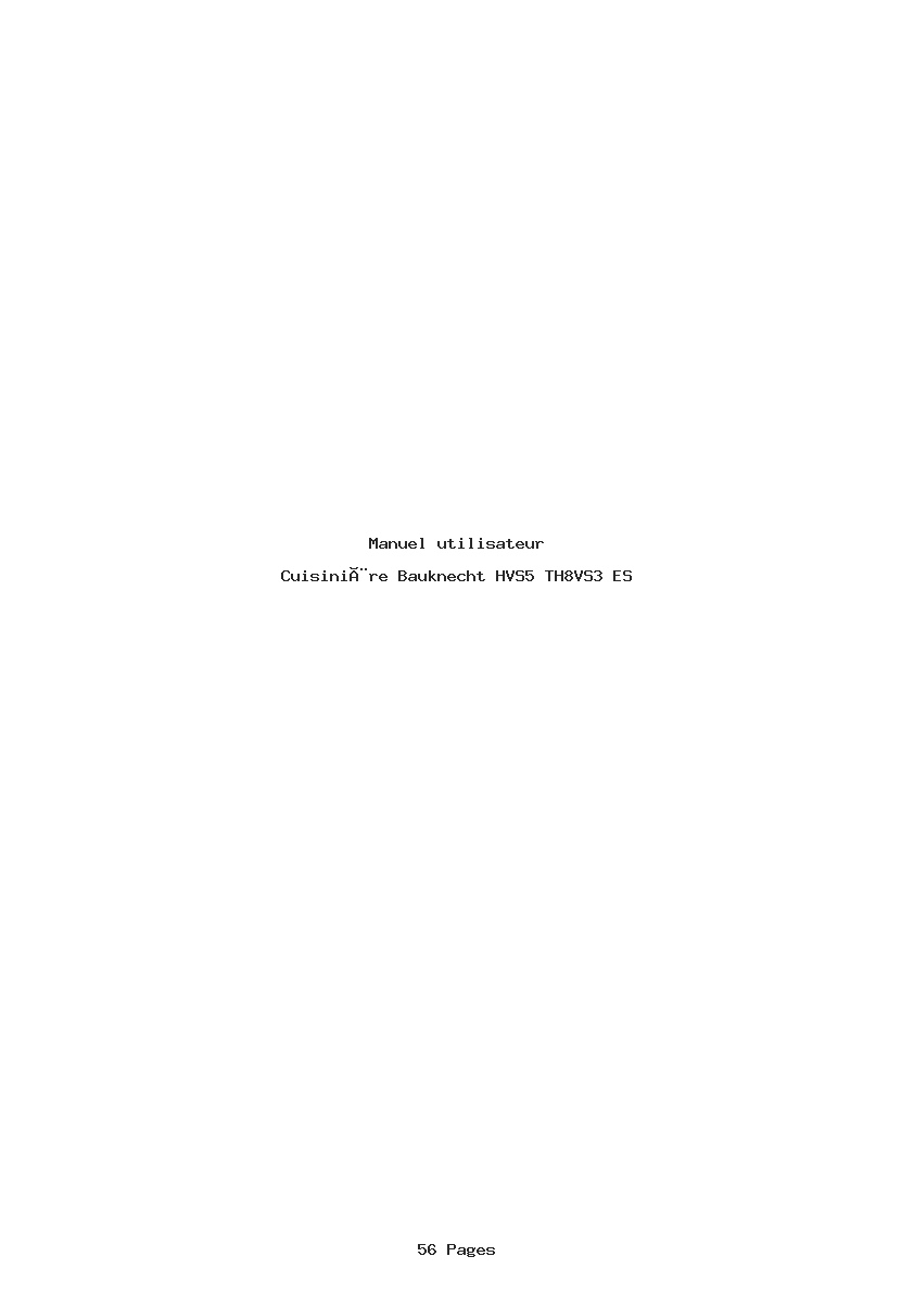 Page 1 de la notice Manuel utilisateur Bauknecht HVS5 TH8VS3 ES