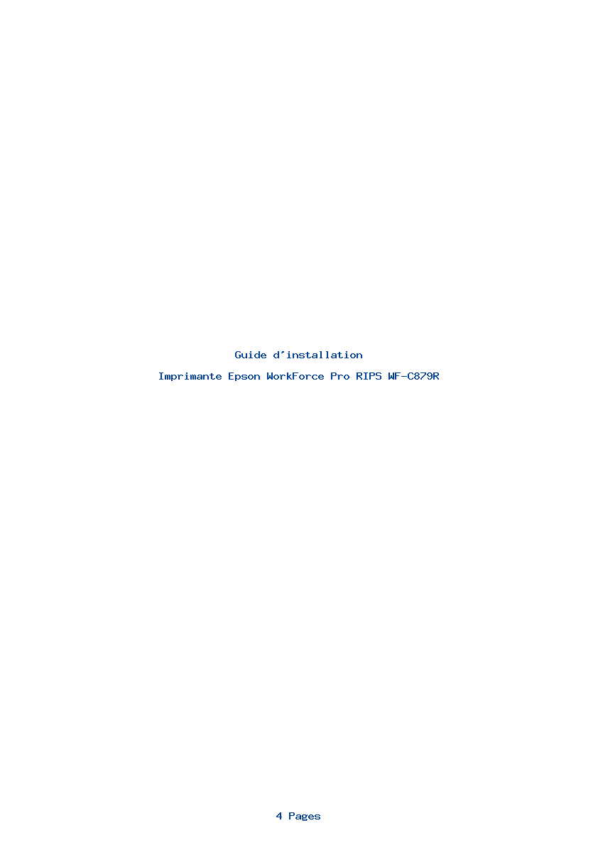 Page 1 de la notice Guide d'installation Epson WorkForce Pro RIPS WF-C879R