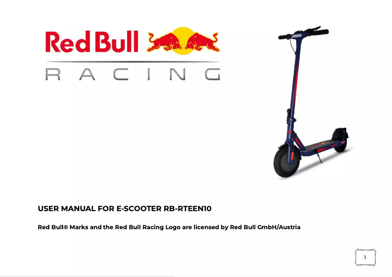 Page 1 de la notice Manuel utilisateur Red Bull RB-RTEEN10