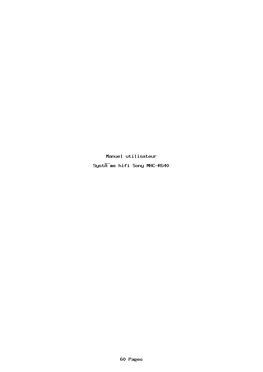Page 1 de la notice Manuel utilisateur Sony MHC-RG40