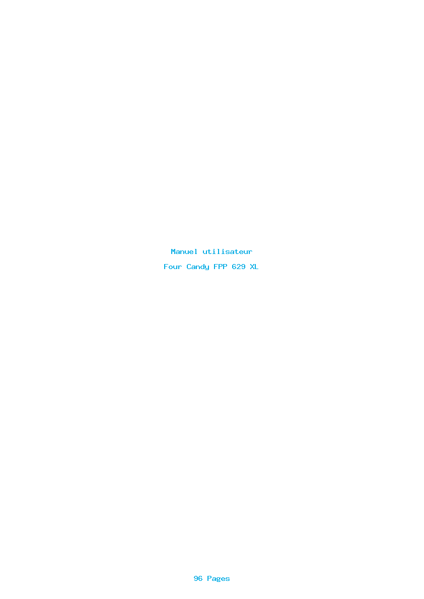 Page 1 de la notice Manuel utilisateur Candy FPP 629 XL