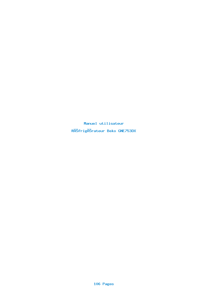 Page 1 de la notice Manuel utilisateur Beko GNE753DX