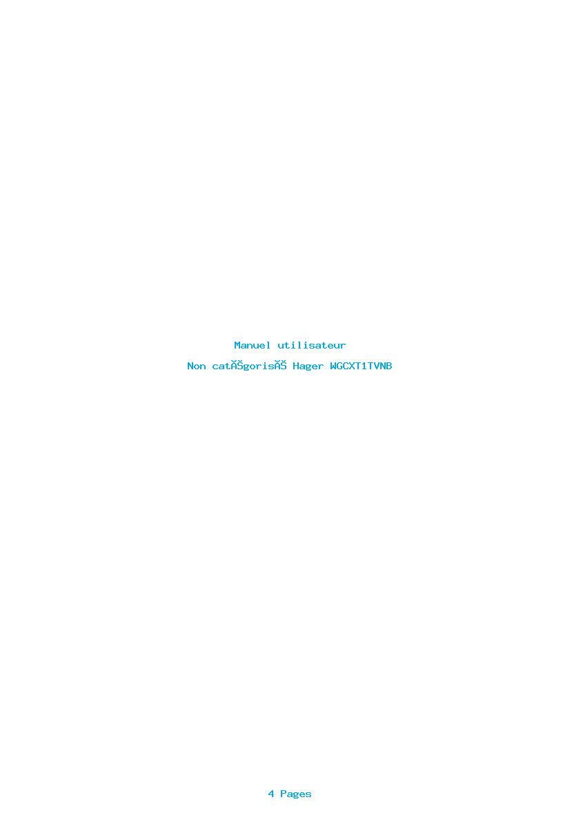 Page 1 de la notice Manuel utilisateur Hager WGCXT1TVNB