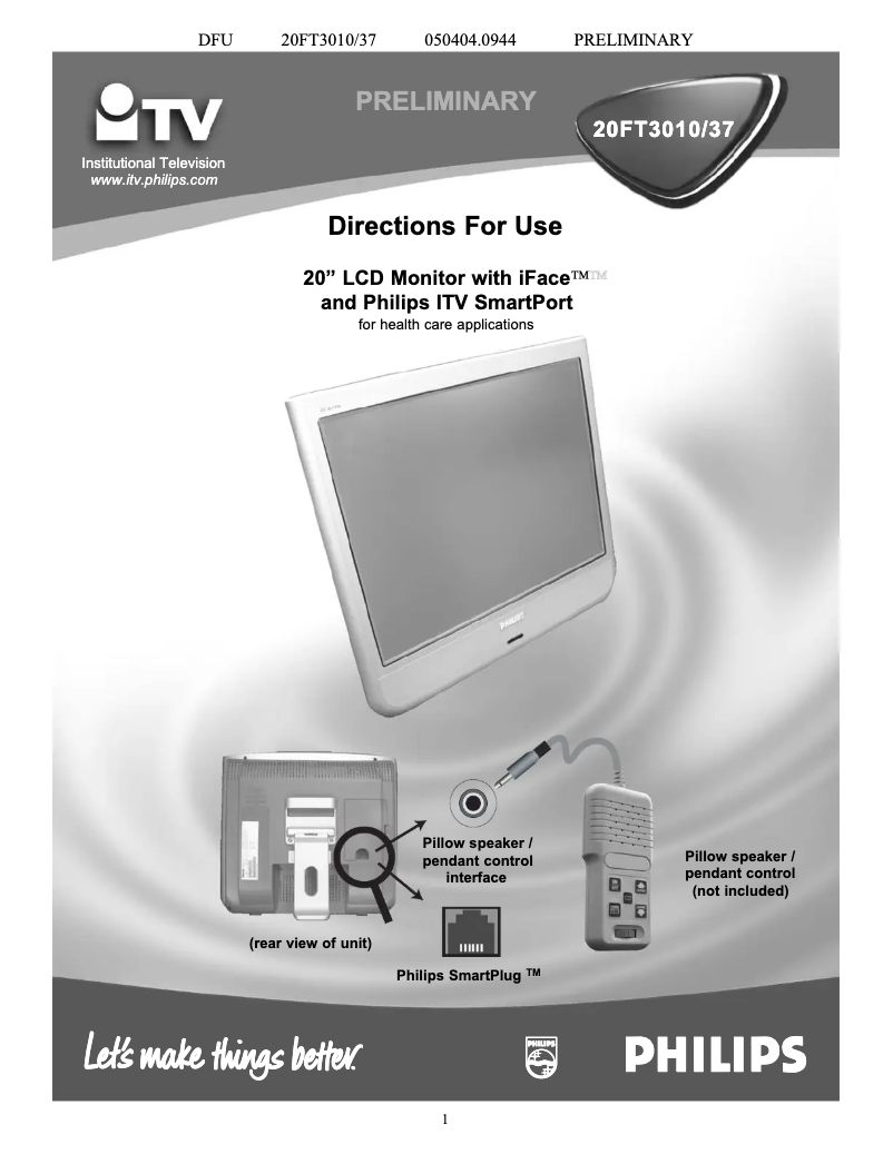 Page n°1 - Manuel utilisateur Philips 20FT3010