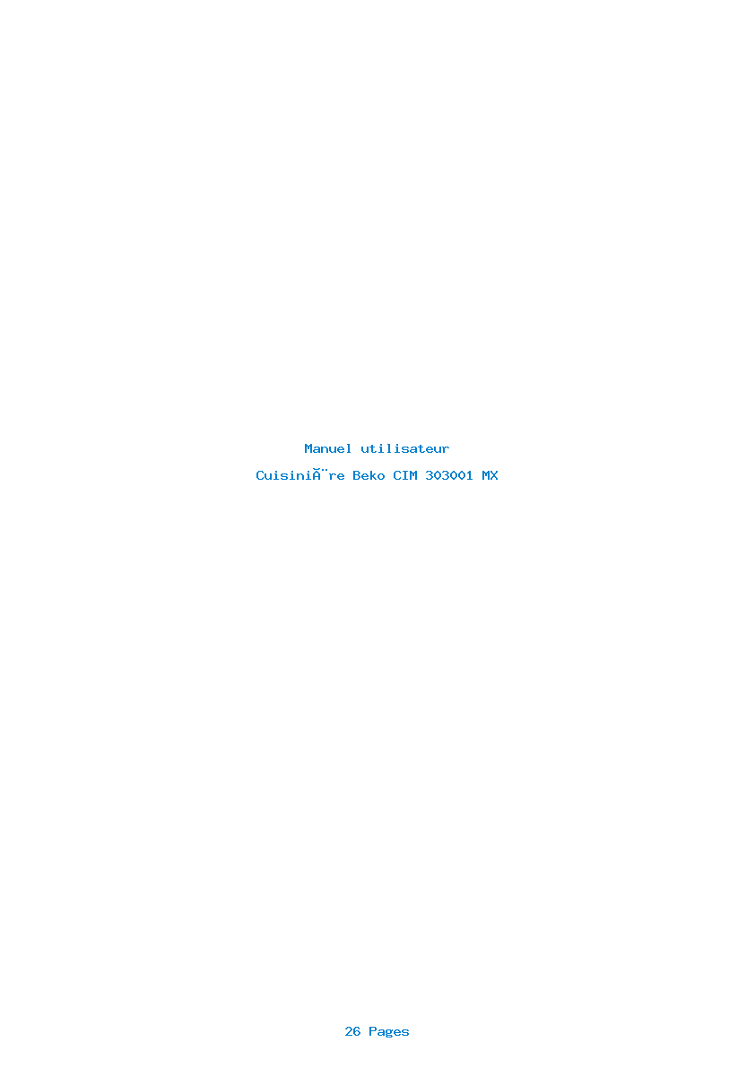 Page 1 de la notice Manuel utilisateur Beko CIM 303001 MX