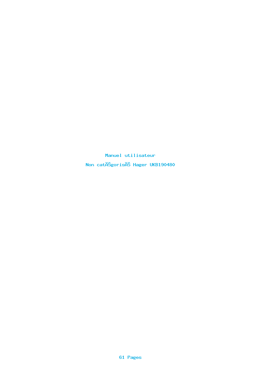 Page 1 de la notice Manuel utilisateur Hager UKB190480