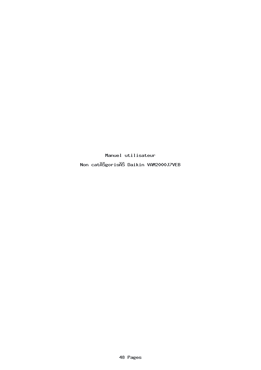 Page 1 de la notice Manuel utilisateur Daikin VAM2000J7VEB