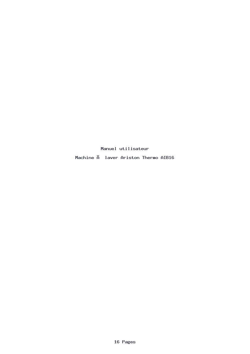 Page 1 de la notice Manuel utilisateur Ariston Thermo AIB16