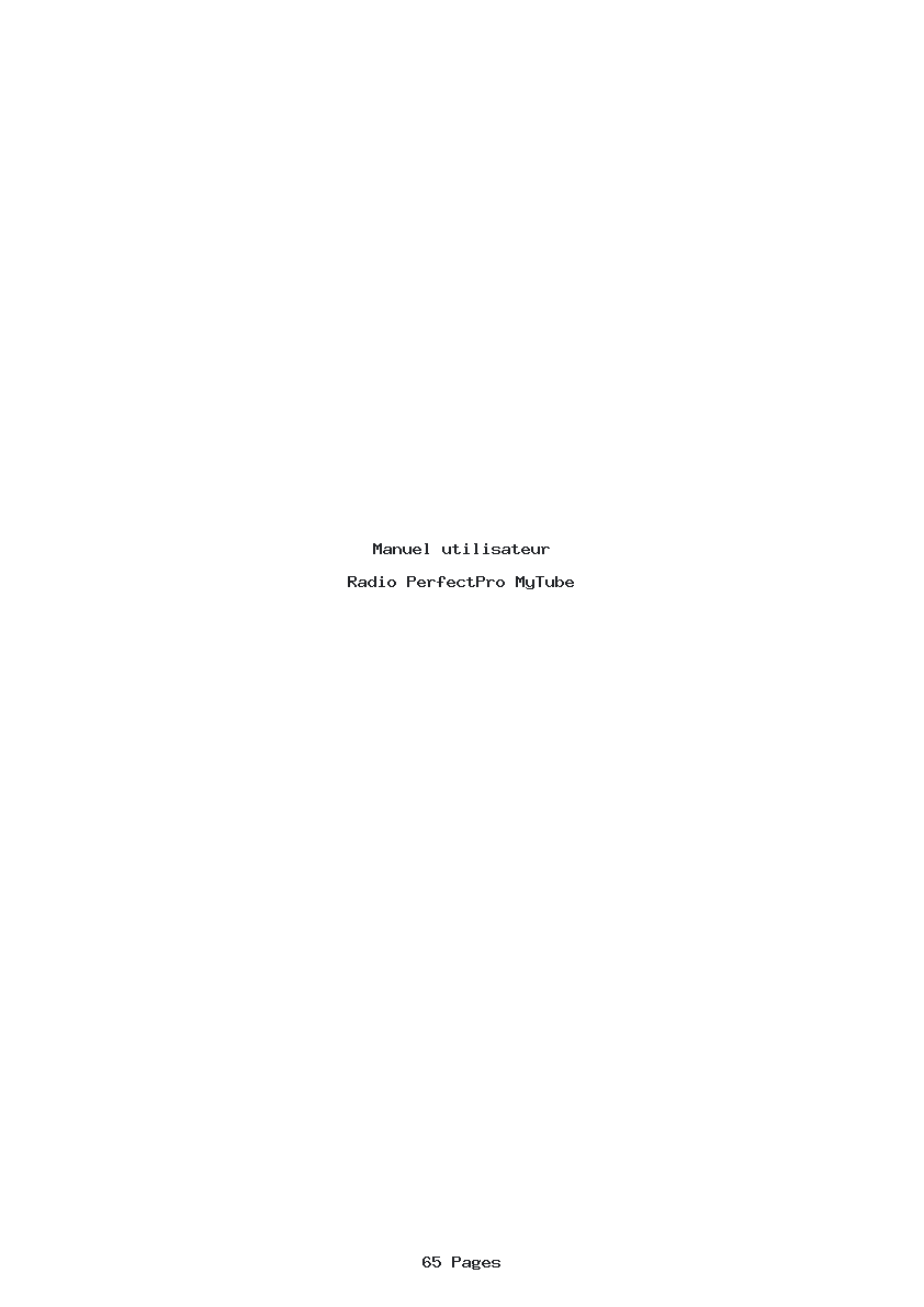 Page 1 de la notice Manuel utilisateur PerfectPro MyTube