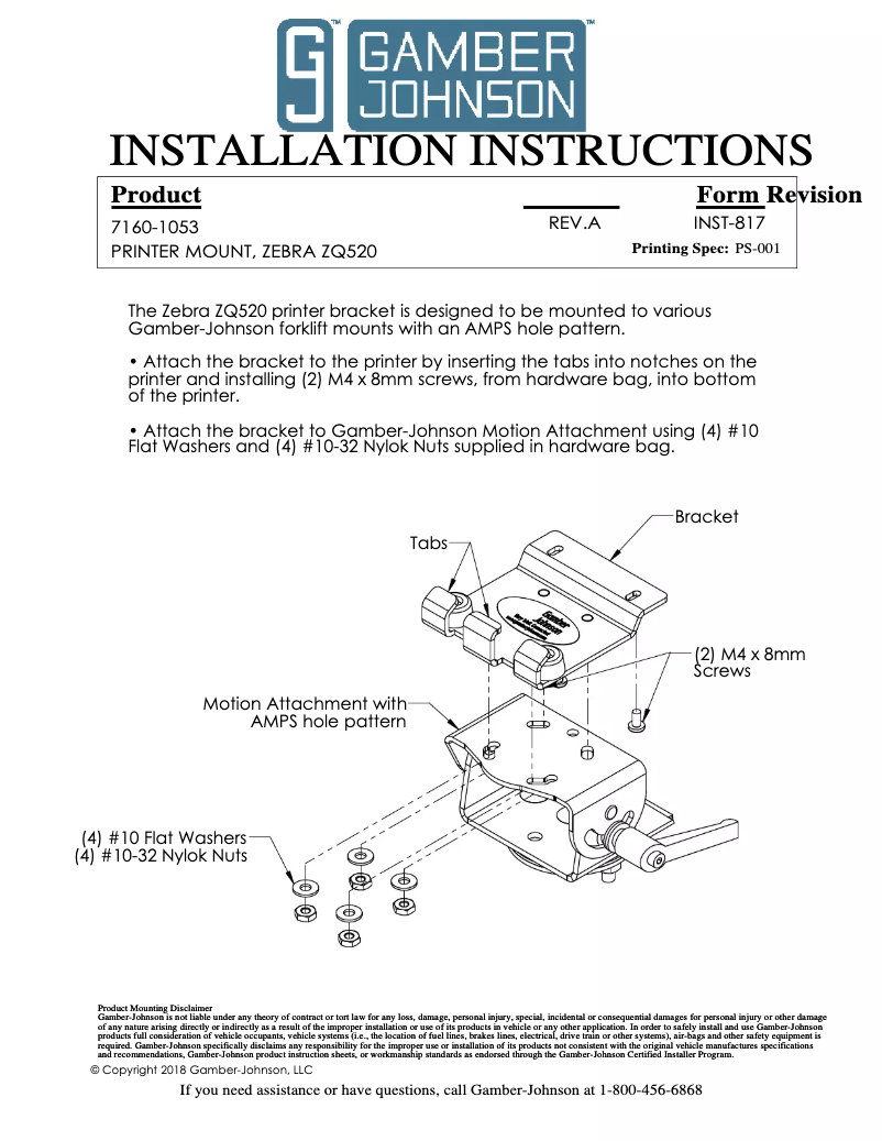 Página 1 del manual Manual de usuario Gamber-Johnson 7160-1053
