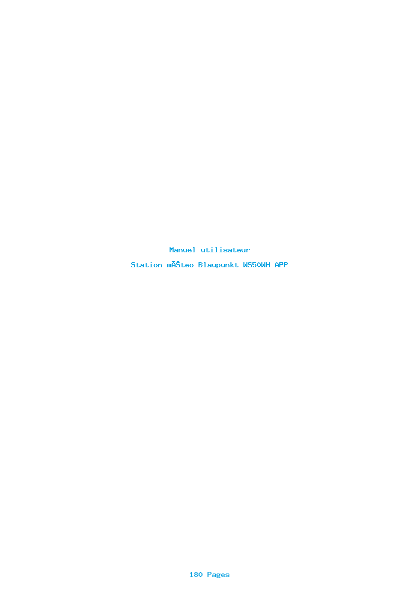 Page 1 de la notice Manuel utilisateur Blaupunkt WS50WH APP