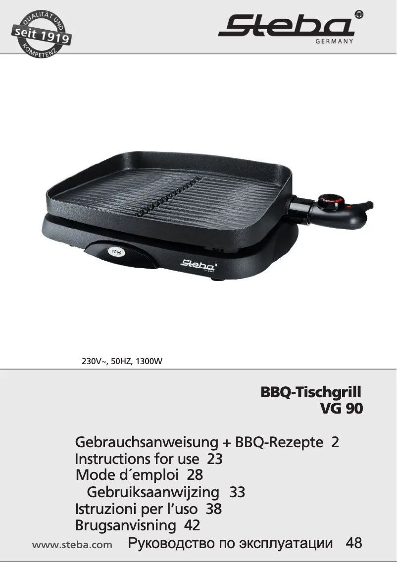 Page 1 de la notice Manuel utilisateur Steba VG 90