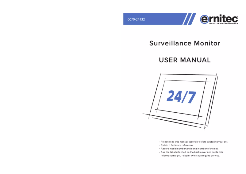 Page 1 de la notice Manuel utilisateur Ernitec 0070-24149