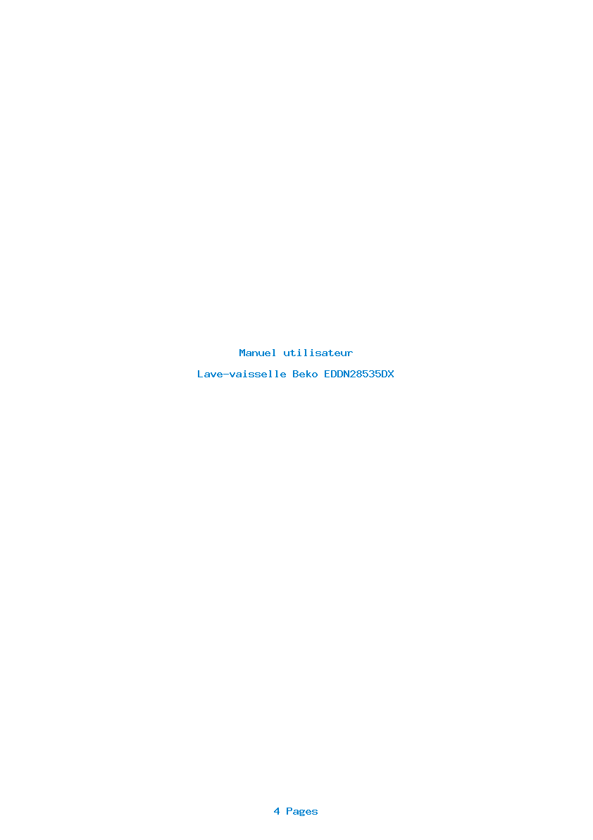 Page 1 de la notice Manuel utilisateur Beko EDDN28535DX